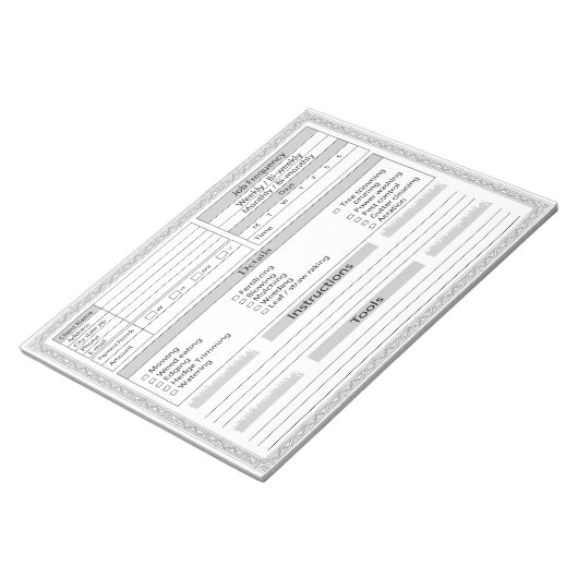 Lawn Care-clientlogboek Notitieblok (Schuin)