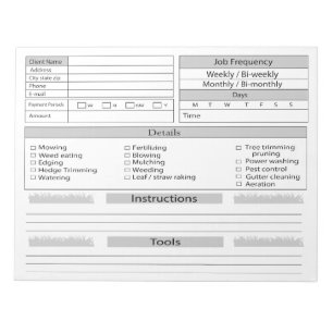 Lawn Care-clientlogboek Notitieblok