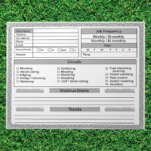 Lawn Care-clientlogboek Notitieblok