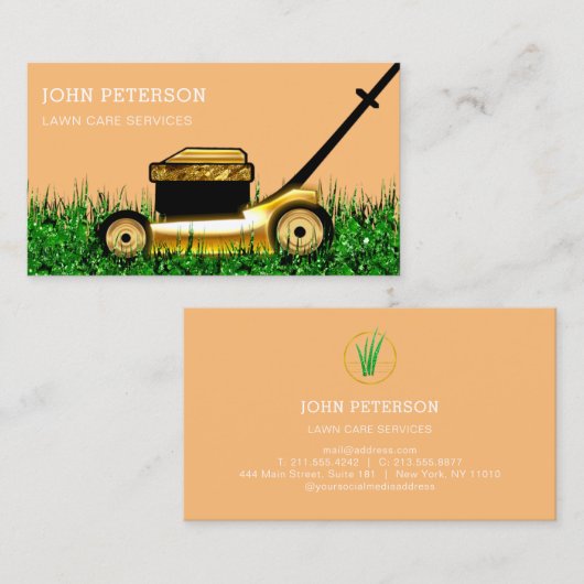 Lawn Care Gardening Grass Cutting Service Lux VIP Visitekaartje (Voorkant / Achterkant)