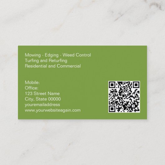 Lawn Care Gardening QR Code Visitekaartje (Achterkant)