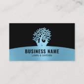 Lawn Care Handen Holding Tree Blue Landscaping Visitekaartje (Voorkant)