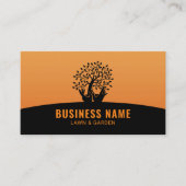 Lawn Care Handen Holding Tree Sinaasappel Landscap Visitekaartje (Voorkant)