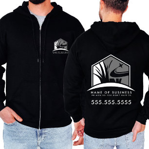 Lawn Care Landscape Logo Zakelijke rits Jas Hoodie