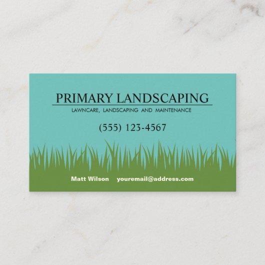 Lawn Care Landscaper Service Grass Visitekaartje (Voorkant)