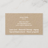 Lawn Care Landscaper Worted Tree Kraft Visitekaartje (Achterkant)
