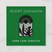 Lawn Care Landscaping Art Deco Modern Tropisch Vierkante Visitekaartje (Voorkant)