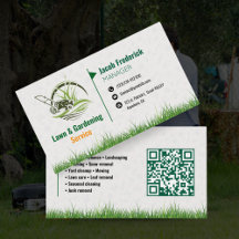 Lawn Care & Landscaping Business Card – Green & Wh