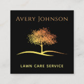Lawn Care Landscaping Eenzame Oranje Boom Elegant Vierkante Visitekaartje (Voorkant)