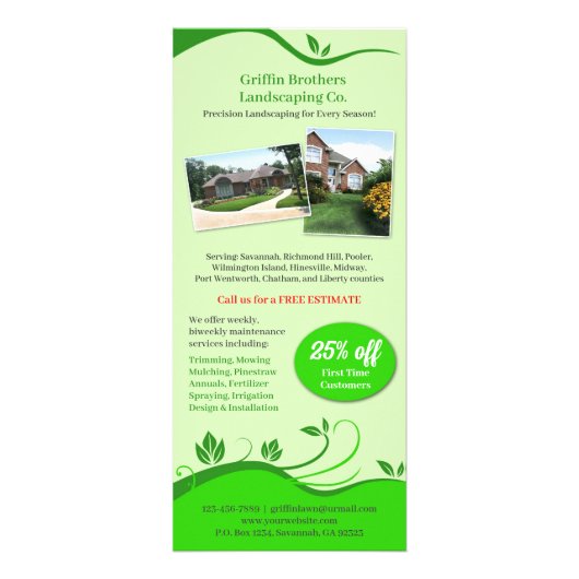 Lawn Care Landscaping Flyer Rack Kaart (Achterkant)