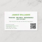 Lawn Care Landscaping Grass QR Code Visitekaartje (Achterkant)
