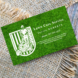 Lawn Care Landscaping Grass Service Amerika vlag Visitekaartje