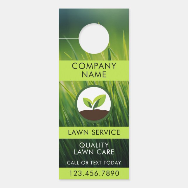 Lawn Care Landscaping Leaf Icon QR Code Deurhanger (Voorkant)