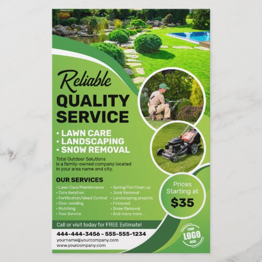 Lawn Care Landscaping Maaien Sneeuw Verwijdering T Flyer (Voorkant)