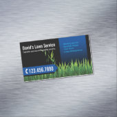 Lawn Care Landscaping Maaien Zwart & Blauw Magnetisch Visitekaartje (Voorbeeld)