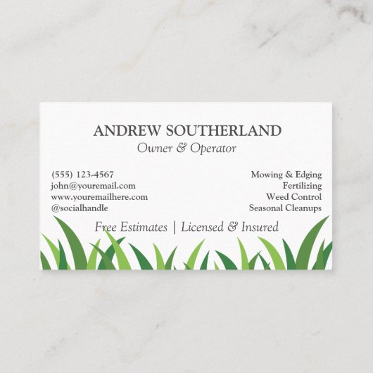 Lawn Care Landscaping Professionele grasmaaier Visitekaartje (Achterkant)