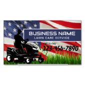 Lawn Care & Landscaping Riding Mower USA Flag Magnetisch Visitekaartje (Voorkant)