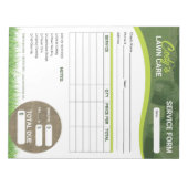 Lawn Care Landscaping Service Bestelbon Factuurfor Notitieblok (Voorkant)