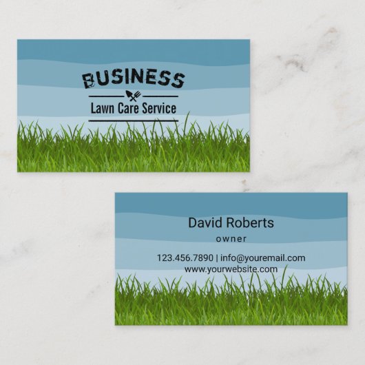 Lawn Care & Landscaping Service Blue Shades Visitekaartje (Voorkant / Achterkant)