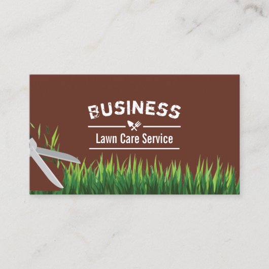Lawn Care & Landscaping Service Brick Red Visitekaartje (Voorkant)