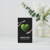 Lawn Care & Landscaping Service Gras Hart Zwart Visitekaartje (Staand voorkant)