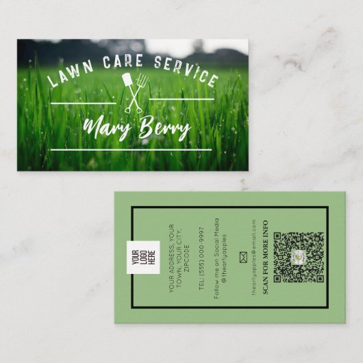 Lawn Care & Landscaping Service Logo Visitekaartje (Voorkant / Achterkant)