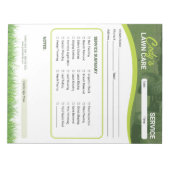 Lawn Care Landscaping Service Maintenance Form Notitieblok (Voorkant)
