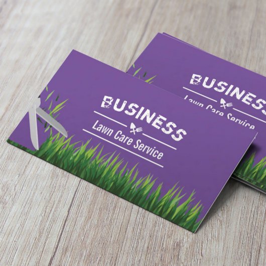 Lawn Care & Landscaping Service Modern Paars Visitekaartje