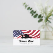 Lawn Care Landscaping Service Plain Patriotic Visitekaartje (Staand voorkant)