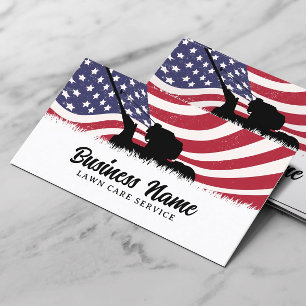 Lawn Care Landscaping Service Plain Patriotic Visitekaartje