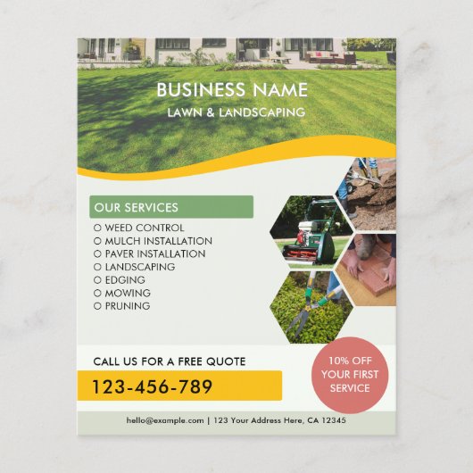 Lawn Care Landscaping Service QR Code Photo Flyer (Voorkant)