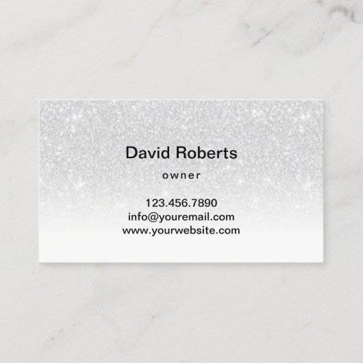 Lawn Care & Landscaping Service Silver Glitter Visitekaartje (Achterkant)