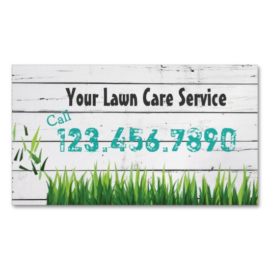 Lawn Care & Landscaping Service Visitekaartje Magneet (Voorkant)