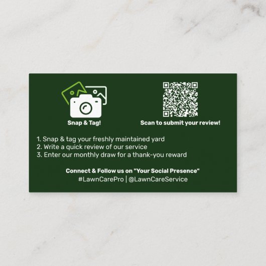 Lawn Care Logo Dank u Foto Getuigenis & Aanbevelingskaartje (Achterkant)