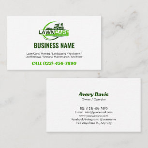 Lawn Care Logo Landscaping Mowing Yard werk Visitekaartje