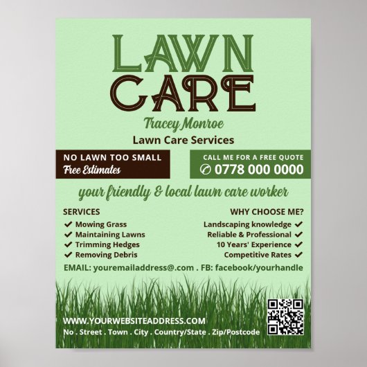 Lawn Care Logo, Lawn Care Services Poster (Voorkant)
