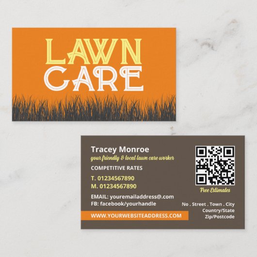 Lawn Care Logo, Lawn Care Services Visitekaartje (Voorkant / Achterkant)