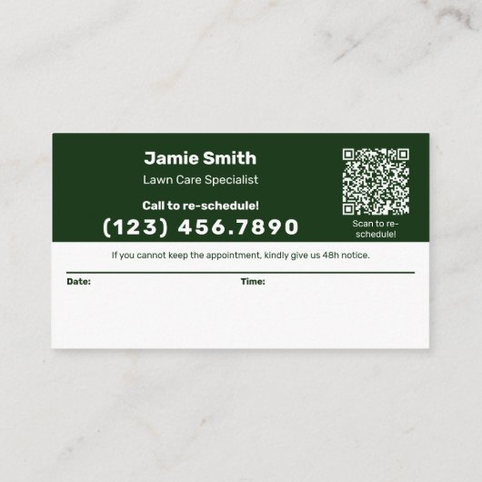 Lawn Care Logo Modern Combo Thank You & Afsprakenkaartje (Achterkant)