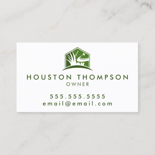Lawn Care Logo Modern Professioneel Landschapsarch Visitekaartje (Achterkant)