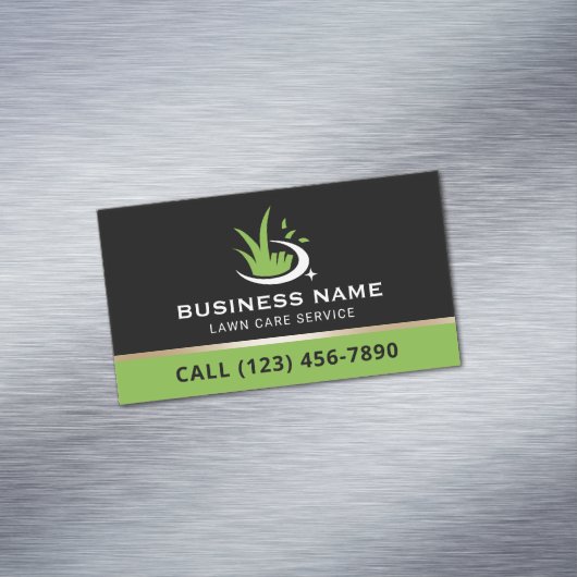 Lawn Care Logo Professional Landscaping Service Magnetisch Visitekaartje (Voorbeeld)