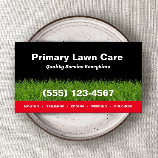 Lawn Care Maaien Landscaping Rood Zwart Visitekaartje