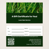 Lawn Care Maintenance Company Gift Certificate Visitekaartje (Voorkant /achterkant)