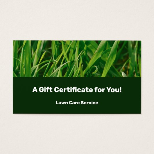 Lawn Care Maintenance Company Gift Certificate Visitekaartje (Voorkant)