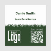 Lawn Care QR-Code Logo Bedrijf Groen Wit Naamplaatje (Voorkant)