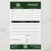 Lawn Care Service Business Invoice Briefpapier (Voorkant)