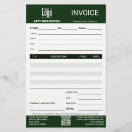 Lawn Care Service Business Invoice Briefpapier
