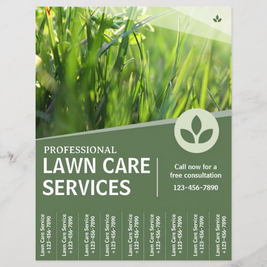 Lawn Care Service Flyer met scheuren van strips (Voorkant)