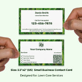 Lawn Care Service Green White Logo QR Code Visitekaartje