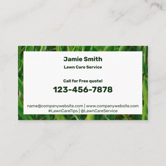 Lawn Care Service Green White Logo QR Code Visitekaartje (Achterkant)