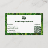 Lawn Care Service Green White Logo QR Code Visitekaartje (Voorkant)